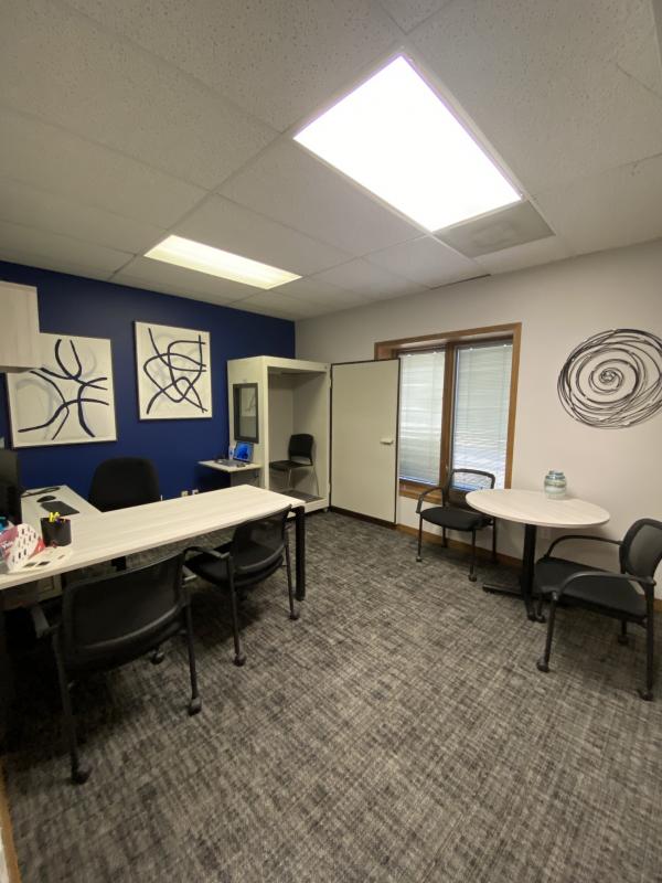 Hearing testing booth at Hearing Group - Dodge City