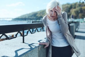 A woman dizzy with BPPV.