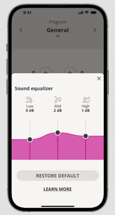Oticon Companion app interface