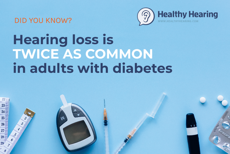 Illustration that states 'hearing loss is twice as common in people with diabetes