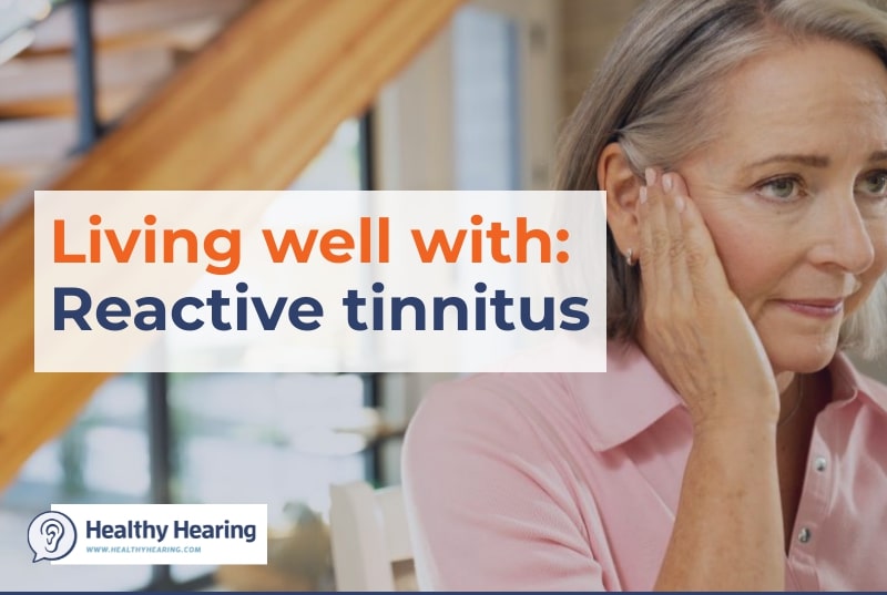 Image of a woman holding her ear, with the words 